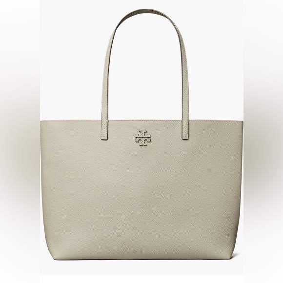 NWT Tory Burch McGraw Leather Tote in Feather Gray Color with Dust Bag - Picture 6 of 7